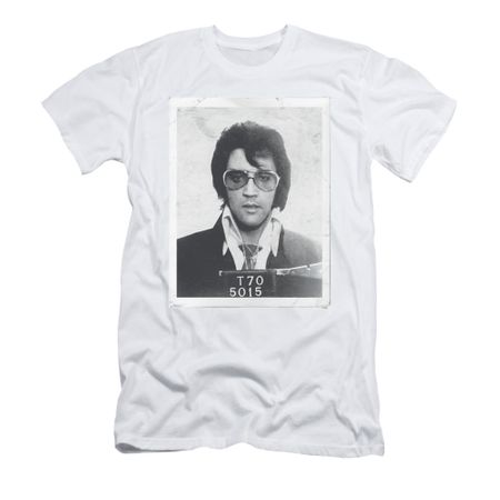 Elvis Presley Shirt Slim Fit Mugshot White T-Shirt