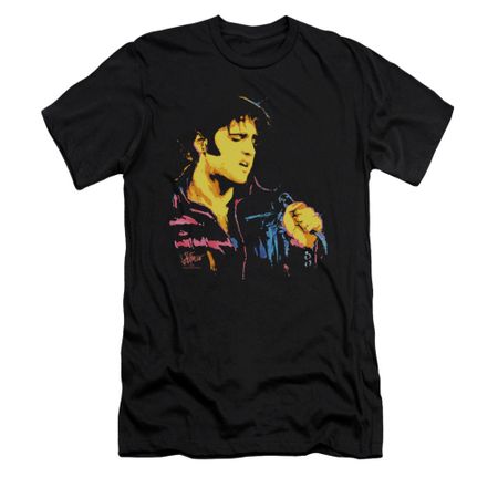 Elvis Presley Shirt Slim Fit Neon Outline Black T-Shirt