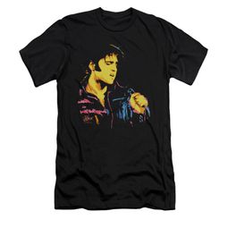 Elvis Presley Shirt Slim Fit Neon Outline Black T-Shirt