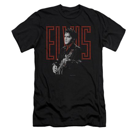 Elvis Presley Shirt Slim Fit Red Guitarman Black T-Shirt