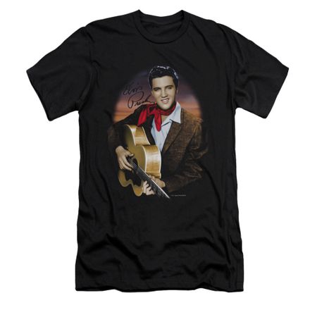 Elvis Presley Shirt Slim Fit Red Scarf 2 Black T-Shirt