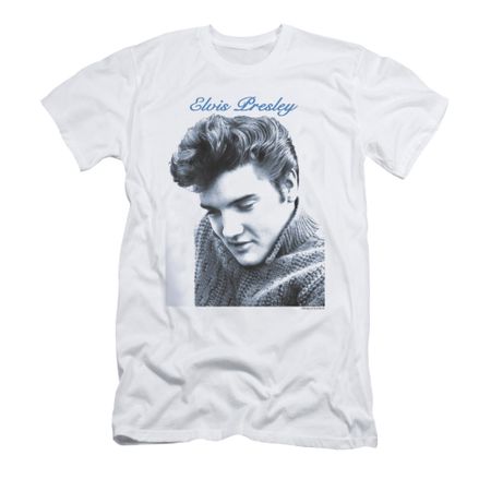 Elvis Presley Shirt Slim Fit Script Sweater White T-Shirt
