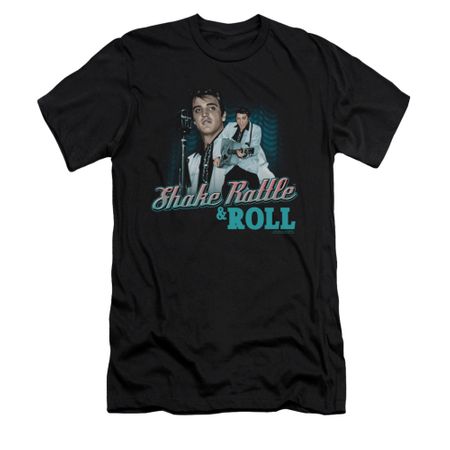Elvis Presley Shirt Slim Fit Shake Rattle And Roll Black T-Shirt
