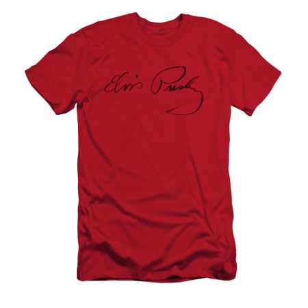 Elvis Presley Shirt Slim Fit Signature Sketch Red T-Shirt