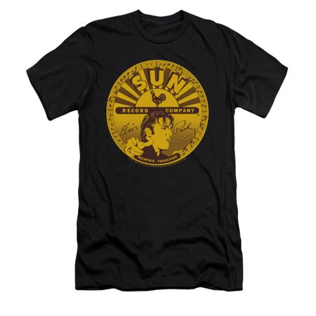 Elvis Presley Shirt Slim Fit Sun Records Full Logo Black T-Shirt