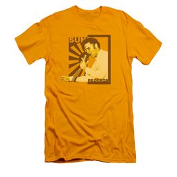 Elvis Presley Shirt Slim Fit Sun Records On The Mic Gold T-Shirt