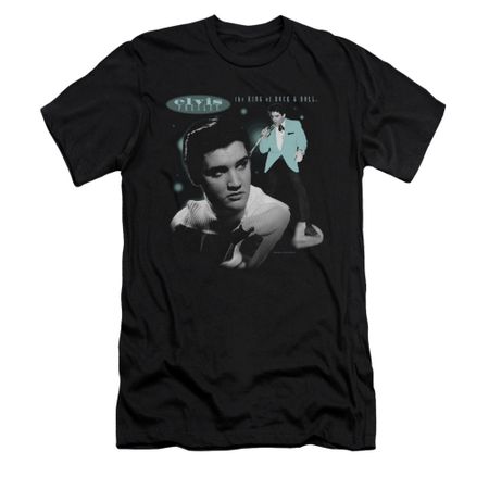Elvis Presley Shirt Slim Fit Teal Potrait Black T-Shirt