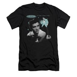 Elvis Presley Shirt Slim Fit Teal Potrait Black T-Shirt