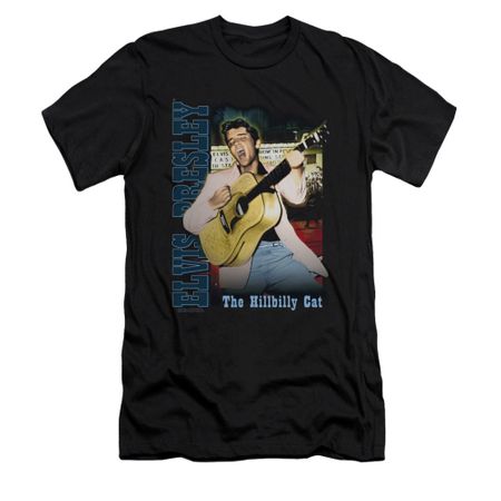 Elvis Presley Shirt Slim Fit The Hillbilly Cat Black T-Shirt