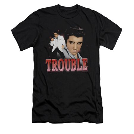 Elvis Presley Shirt Slim Fit Trouble In A White Suit Black T-Shirt
