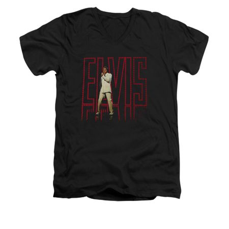 Elvis Presley Shirt Slim Fit V-Neck 68 Album Black T-Shirt