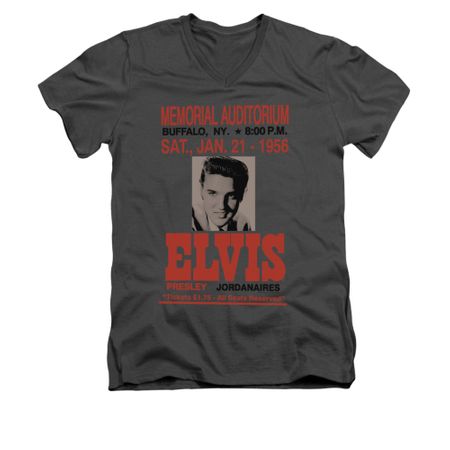 Elvis Presley Shirt Slim Fit V-Neck Buffalo 1956 Charcoal T-Shirt