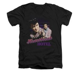 Elvis Presley Shirt Slim Fit V-Neck Heartbreak Hotel Black T-Shirt Elvis Presley Shirt Slim Fit V-Neck Heartbreak Hotel Black T-Shirt