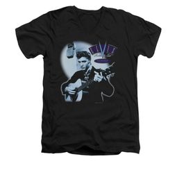 Elvis Presley Shirt Slim Fit V-Neck Hillbilly Cat Black T-Shirt