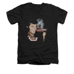 Elvis Presley Shirt Slim Fit V-Neck Home Sweet Home Black T-Shirt