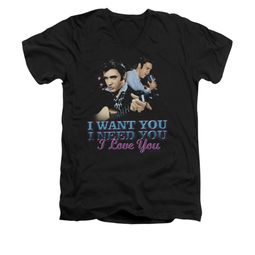 Elvis Presley Shirt Slim Fit V-Neck I Want You Black T-Shirt Elvis Presley Shirt Slim Fit V-Neck I Want You Black T-Shirt