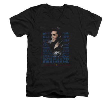 Elvis Presley Shirt Slim Fit V-Neck Icon Black T-Shirt
