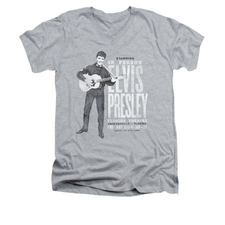 Elvis Presley Shirt Slim Fit V-Neck In Person Athletic Heather T-Shirt