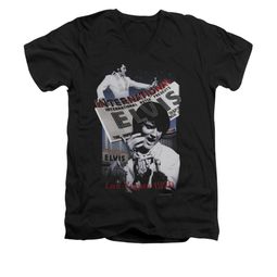 Elvis Presley Shirt Slim Fit V-Neck International Hotel Black T-Shirt