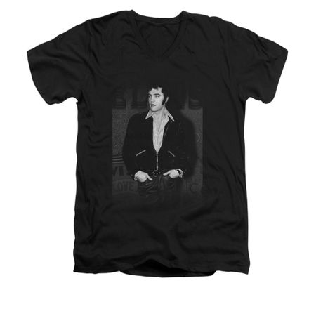 Elvis Presley Shirt Slim Fit V-Neck Just Cool Black T-Shirt