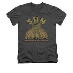 Elvis Presley Shirt Slim Fit V-Neck Logo Music Charcoal T-Shirt Elvis Presley Shirt Slim Fit V-Neck Logo Music Charcoal T-Shirt