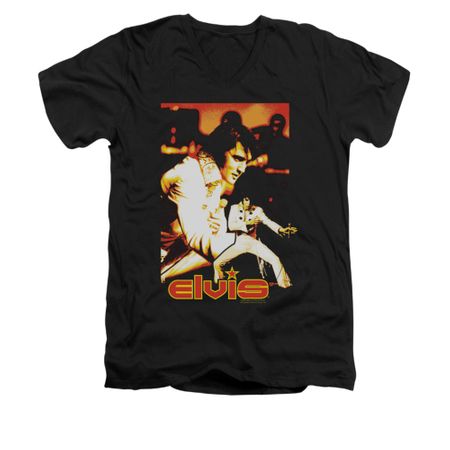 Elvis Presley Shirt Slim Fit V-Neck Showman Black T-Shirt