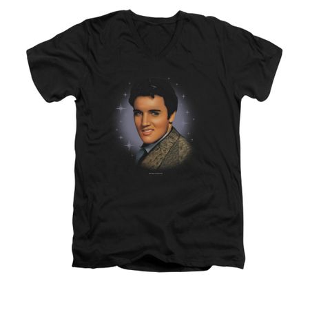 Elvis Presley Shirt Slim Fit V-Neck Starlite Black T-Shirt