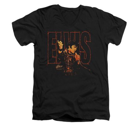 Elvis Presley Shirt Slim Fit V-Neck Take My Hand Black T-Shirt