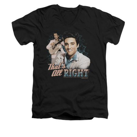 Elvis Presley Shirt Slim Fit V-Neck That's All Right Black T-Shirt