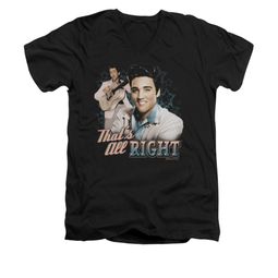 Elvis Presley Shirt Slim Fit V-Neck That's All Right Black T-Shirt