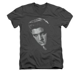 Elvis Presley Shirt Slim Fit V-Neck True American Idol Charcoal T-Shirt Elvis Presley Shirt Slim Fit V-Neck True American Idol Charcoal T-Shirt
