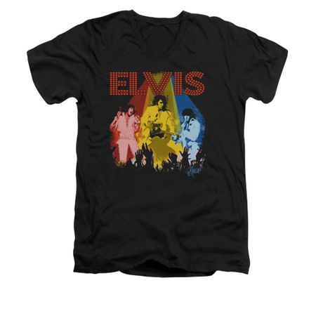 Elvis Presley Shirt Slim Fit V-Neck Vegas Remembered Black T-Shirt