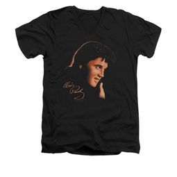 Elvis Presley Shirt Slim Fit V-Neck Warm Portrait Black T-Shirt Elvis Presley Shirt Slim Fit V-Neck Warm Portrait Black T-Shirt