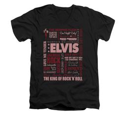 Elvis Presley Shirt Slim Fit V-Neck Whole Lotta Type Black T-Shirt
