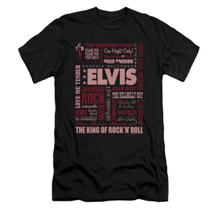 Elvis Presley Shirt Slim Fit Whole Lotta Type Black T-Shirt
