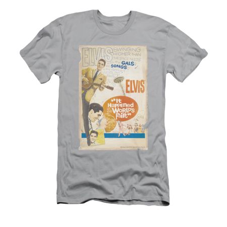 Elvis Presley Shirt Slim Fit World Fair Poster Silver T-Shirt