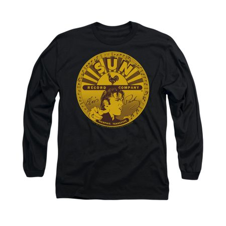Elvis Presley Shirt Sun Records Full Logo Long Sleeve Black Tee T-Shirt