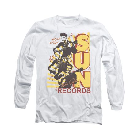 Elvis Presley Shirt Sun Records Soundtrack Long Sleeve White Tee T-Shirt