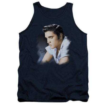 Elvis Presley Shirt Tank Top Blue Profile Navy Tanktop