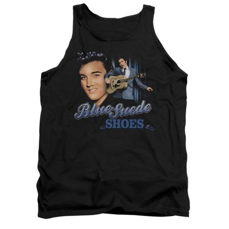 Elvis Presley Shirt Tank Top Blue Suede Shoes Black Tanktop