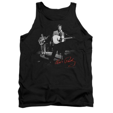 Elvis Presley Shirt Tank Top In The Spot Light Guitar Black Tanktop