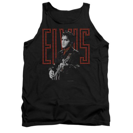 Elvis Presley Shirt Tank Top Red Guitarman Black Tanktop