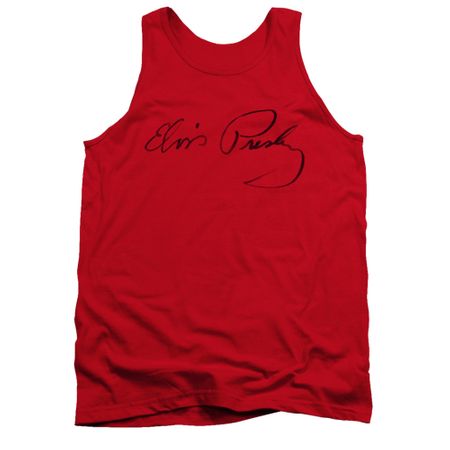 Elvis Presley Shirt Tank Top Signature Sketch Red Tanktop