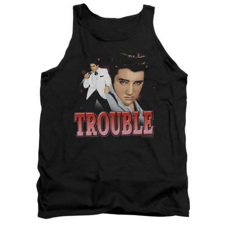 Elvis Presley Shirt Tank Top Trouble In A White Suit Black Tanktop