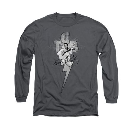Elvis Presley Shirt TCB Ornate Long Sleeve Charcoal Tee T-Shirt
