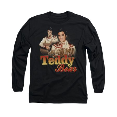 Elvis Presley Shirt Teddy Bears Long Sleeve Black Tee T-Shirt