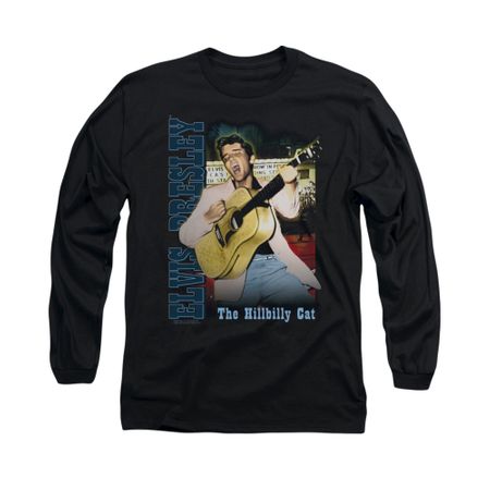 Elvis Presley Shirt The Hillbilly Cat Long Sleeve Black Tee T-Shirt