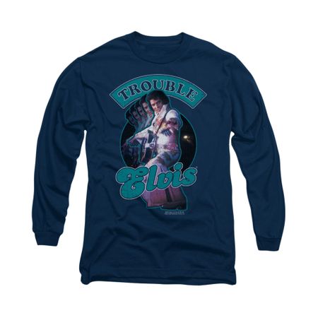 Elvis Presley Shirt Total Trouble Soundtrack Long Sleeve Navy Tee T-Shirt
