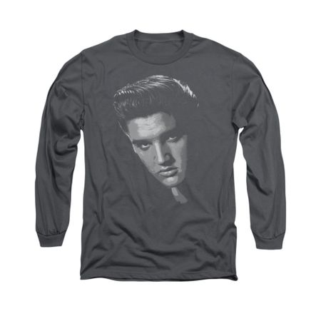 Elvis Presley Shirt True American Idol Long Sleeve Charcoal Tee T-Shirt