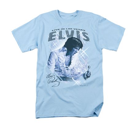 Elvis Presley Shirt Vegas Sparkles Light Blue T-Shirt